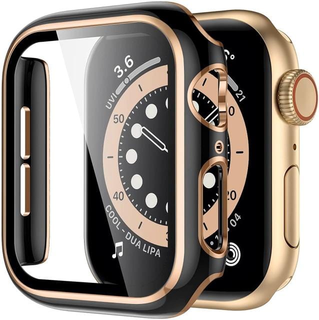 2 Tone Tempered Glass Protective Watch Case - Black & Rose Gold