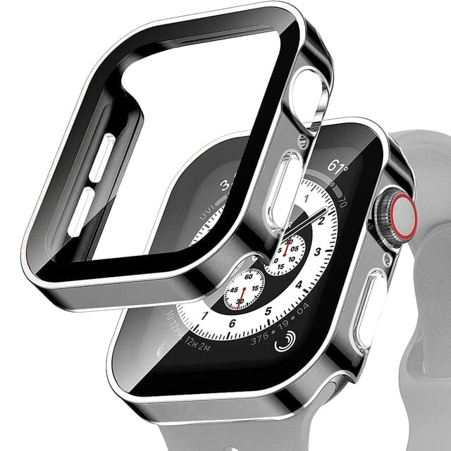 Tempered Glass Scratch Proof Watch Case - Black Silver