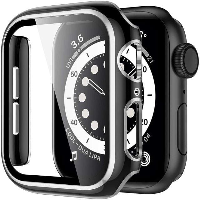 2 Tone Tempered Glass Protective Watch Case - Black & Silver