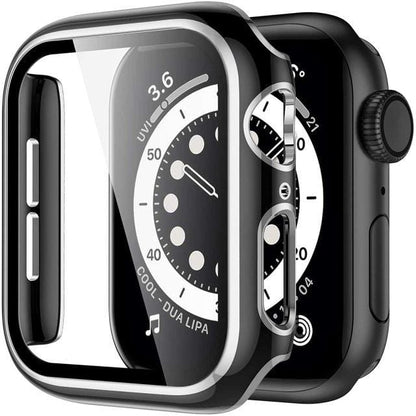 2 Tone Tempered Glass Protective Watch Case - Black & Silver