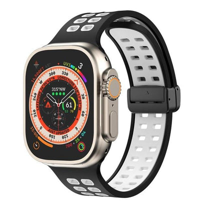 Breathable Magnetic Sports Watch Band - Black White/ Black