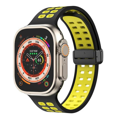 Breathable Magnetic Sports Watch Band - Black Yellow/ Black