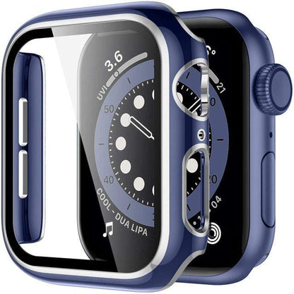2 Tone Tempered Glass Protective Watch Case - Blue & Silver