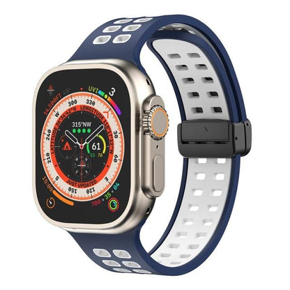 Breathable Magnetic Sports Watch Band - Deep Blue White/ Black