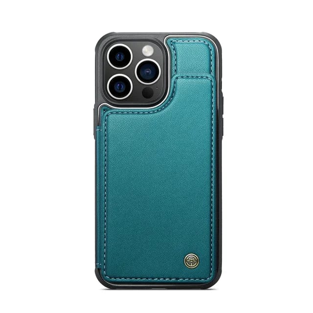 RFID Flip Leather Wallet Phone Case - Teal