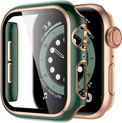2 Tone Tempered Glass Protective Watch Case - Green & Rose Gold