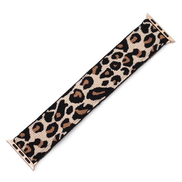 Elasticated Nylon Watch Band - Light Leopard