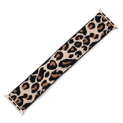 Elasticated Nylon Watch Band - Light Leopard