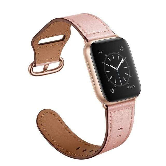Leather Loop Watch Band - Pink With Buckle