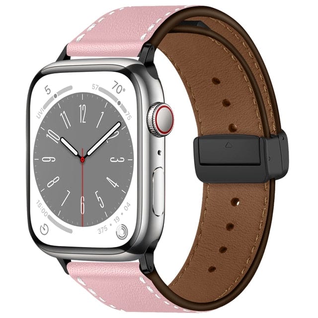 Magnetic Buckle Leather Watch Band - Pink