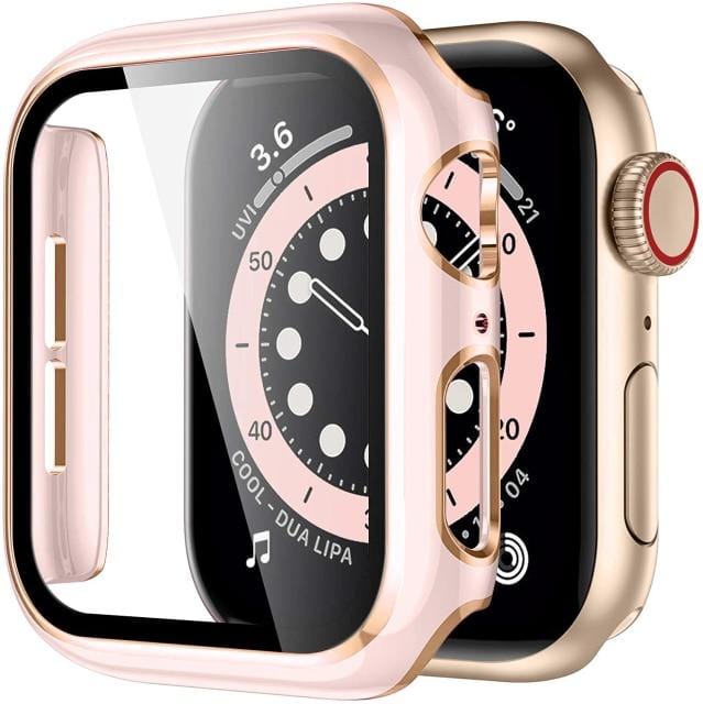 2 Tone Tempered Glass Protective Watch Case - Pink & Rose Gold