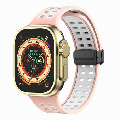 Breathable Magnetic Sports Watch Band - Pink White/ Black