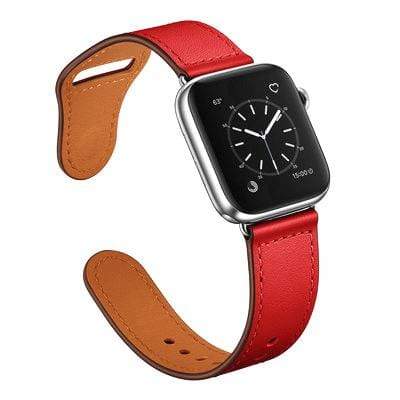 Leather Loop Watch Band - Red