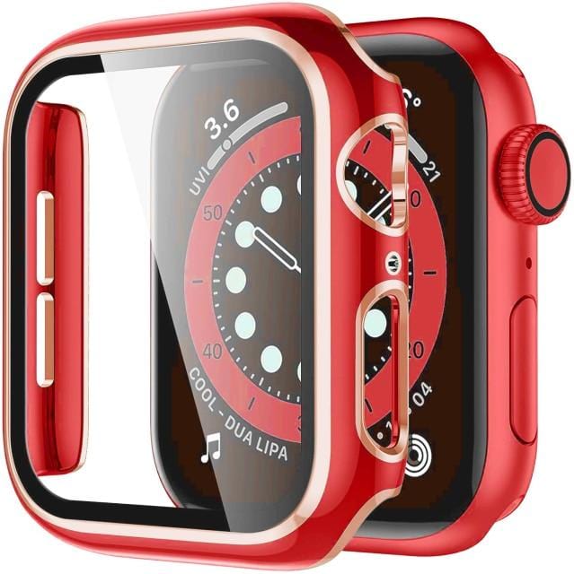 2 Tone Tempered Glass Protective Watch Case - Red & Rose Gold