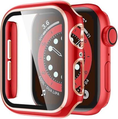 2 Tone Tempered Glass Protective Watch Case - Red & Rose Gold