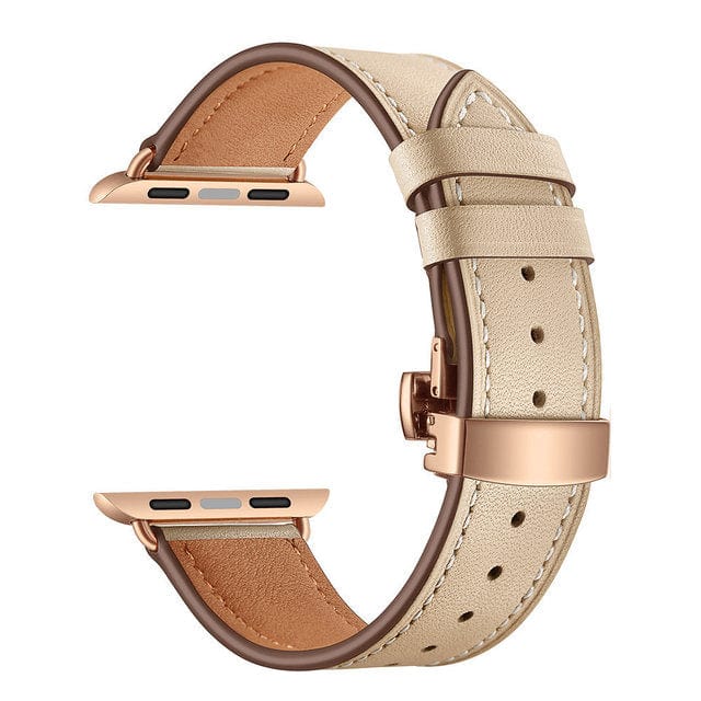 Leather Watch Band - Apricot & Rose Gold Buckle