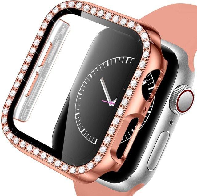 Diamond Tempered Glass Protective Watch Case - Rose Gold