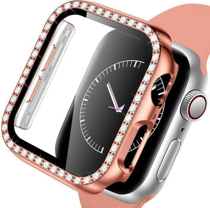 Diamond Tempered Glass Protective Watch Case - Rose Gold
