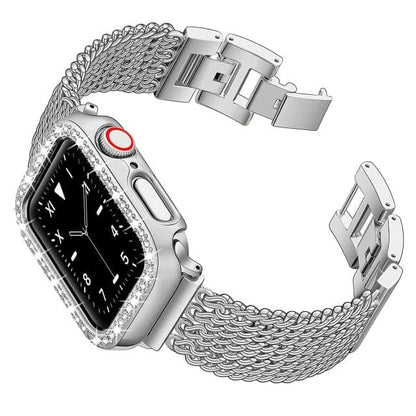 Chain Stainless Steel Watch Band With Case - Silver