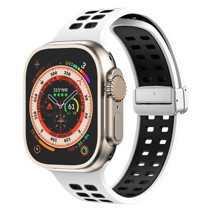 Breathable Magnetic Sports Watch Band - White Black/ Black