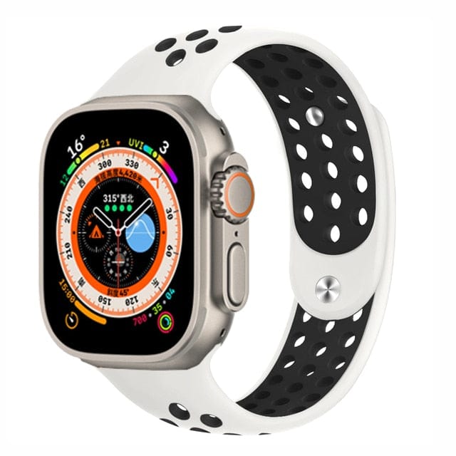 Breathable Sports Watch Band - White Black
