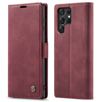 Slim Magnetic Leather Case For Samsung Galaxy - Red