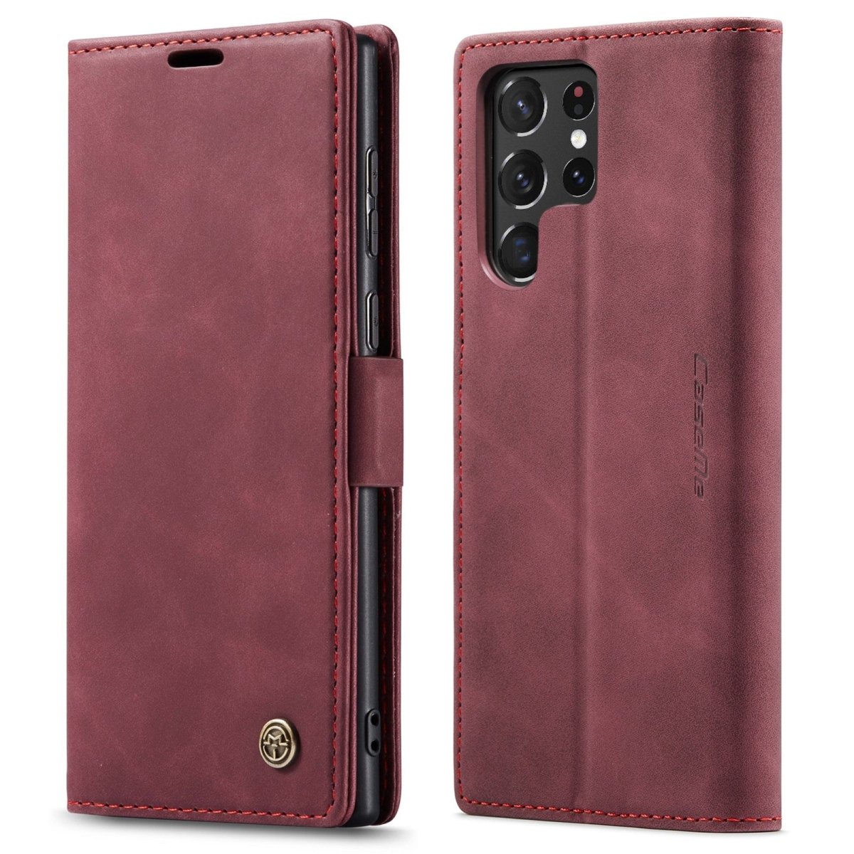 Slim Magnetic Leather Case For Samsung Galaxy - Red